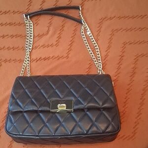 Kate Spade Black Quilted Shoulder Bag with Gold Chain
